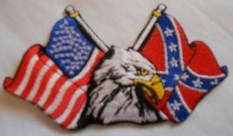 Eagle with American & Confederate Flags - Patch