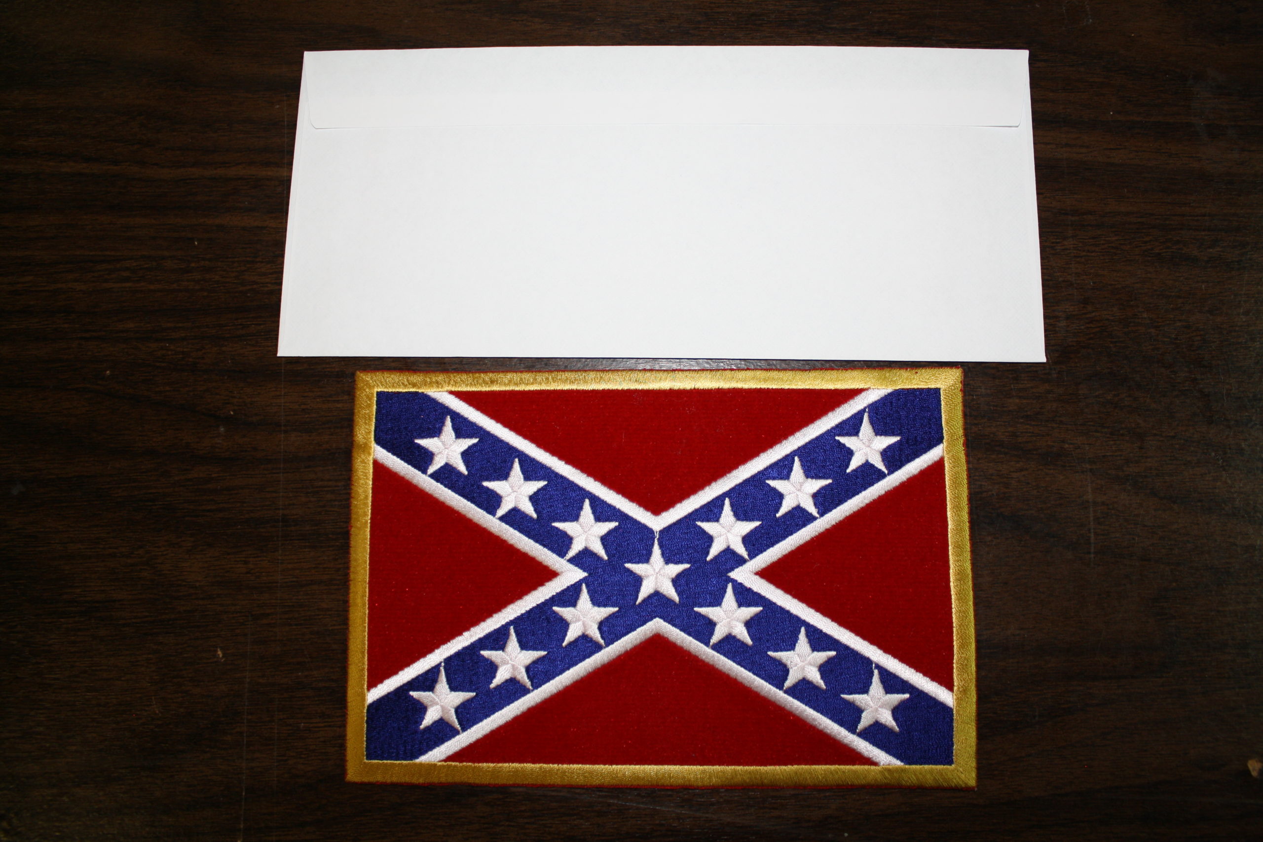Large Rebel Flag Patch (Envelope for size comparison)